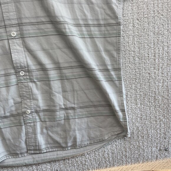 O'Neill Button Up Shirt Off-White / Grey w/Blue Striped Short Sleeve Surf Men XL - Picture 5 of 15